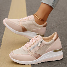 Load image into Gallery viewer, Metallic Lace-Up Side Zipper Thick-Sole Sneakers – 3 Colors EU 37–44
