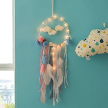 Load image into Gallery viewer, Decoration Home Dream Catchers Hanging Wall Decor Art Pendant Handmade Traditional White Cloud Dream Catcher With Led String Lights Wall Hanging Kids Room Decor Nursery Wall Art Ornament Decor Craft Gift Cute Wind Chimes National Feather Kids Girls
