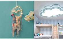 Load image into Gallery viewer, Decoration Home Dream Catchers Hanging Wall Decor Art Pendant Handmade Traditional White Cloud Dream Catcher With Led String Lights Wall Hanging Kids Room Decor Nursery Wall Art Ornament Decor Craft Gift Cute Wind Chimes National Feather Kids Girls
