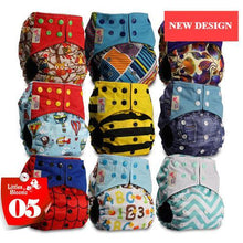 Load image into Gallery viewer, Modern 9/6PCS Set Bamboo Charcoal Washable Real Cloth Pocket NappiesFor Baby Boys and Girls Diaper Set In Modern Design
