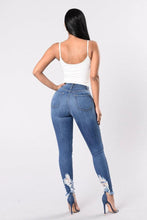 Load image into Gallery viewer, Denim Pencil Pants Slim Long Trousers Ripped Hole Stretch Feet Pants Female
