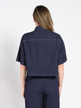 Load image into Gallery viewer, Denim Short Sleeved Button-Down Top
