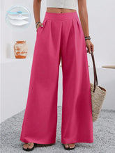 Load image into Gallery viewer, Women's High-Waist Wide-Leg Trousers with Pockets – Full Length

