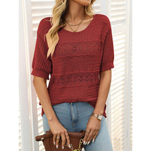 Load image into Gallery viewer, Women’s Short Sleeve Crochet Knit Hollow-Out Top
