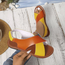 Load image into Gallery viewer, Women's Color-Block Cross-Strap Flat Sandals
