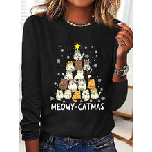 Load image into Gallery viewer, Women’s Long Sleeve Merry Christmas T-Shirt – Cute Christmas Tree Graphic Tee
