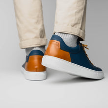 Load image into Gallery viewer, 65-229-NVY Diaz Rubberized Calfskin Sneaker Navy
