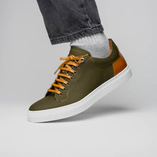 Load image into Gallery viewer, 65-229-OLV Diaz Rubberized Calfskin Sneaker Olive Green
