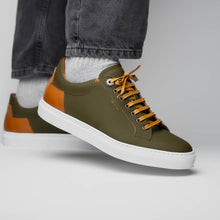 Load image into Gallery viewer, 65-229-OLV Diaz Rubberized Calfskin Sneaker Olive Green
