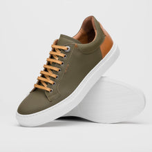 Load image into Gallery viewer, 65-229-OLV Diaz Rubberized Calfskin Sneaker Olive Green
