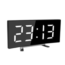 Load image into Gallery viewer, Digital Alarm Clock Desk Table Clock  3 Alarm Sounds Adjustable Volume Easy Digital Alarm Clock for Kids and Adults Compact Desk &amp; Shelf Clocks for Bedroom Curved LED Screen Alarm Clocks For Kid Bedroom Temperature Snooze Function Home Decor Watch
