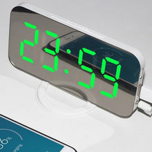 Load image into Gallery viewer, Digital Alarm Clock Desk Table Clock  3 Alarm Sounds Adjustable Volume Easy Digital Alarm Clock for Kids and Adults Compact Desk &amp; Shelf Clocks for Bedroom Curved LED Screen Alarm Clocks For Kid Bedroom Temperature Snooze Function Home Decor Watch
