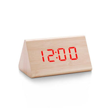 Load image into Gallery viewer, Digital Clock LED Wooden Alarm Clock Digital Alarm Clock with Wooden Electronic LED Time Display 3 Alarm Settings Humidity &amp; Temperature Detect Wood Made Electric Clocks Table Sound Control Electronic Clocks Desktop USB/AAA Powered Home Table Decor
