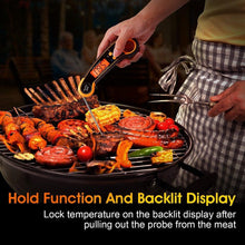 Load image into Gallery viewer, Digital Meat Thermometer Instant Read Food Thermometer for Cooking Digital Kitchen Thermometer Probe with Backlight &amp; Reversible Display Cooking Thermometer for Candy Grill Food Kitchen Digital Meat Thermometer BBQ Waterproof Kitchen Cooking Tools
