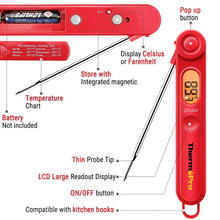 Load image into Gallery viewer, Digital Read Meat Thermometer Best Waterproof Thermometer for Kitchen Cooking Food BBQ Grill And Oil Deep Fry Candy  Kitchen Cooking Food Thermometer With Backlight Magnet For Deep Fry Grill Smoker Thermometer
