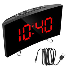 Load image into Gallery viewer, Digital Table Clock Digital Alarm Clock LED Bedside Clock Dual Alarm Adjustable Volume Alarm Clock for Bedroom  Electronic 7 Inch Number Desktop Alarm Clocks For Kids Bedroom LED Screen Curved Dimmable Mirror
