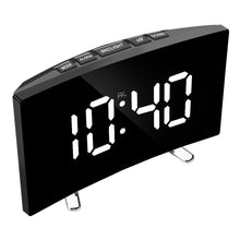 Load image into Gallery viewer, Digital Table Clock Digital Alarm Clock LED Bedside Clock Dual Alarm Adjustable Volume Alarm Clock for Bedroom  Electronic 7 Inch Number Desktop Alarm Clocks For Kids Bedroom LED Screen Curved Dimmable Mirror
