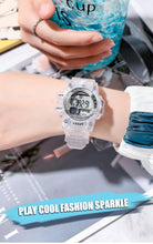 Load image into Gallery viewer, Digital Watches For Women School Girl Student  Transparent Color Water Resistent Silicone Strap Stopwatch Alarm Countdown Dual Time Ultra Super Wide-Angle Display Digital Wrist Watches For Men Women
