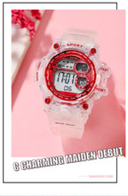 Load image into Gallery viewer, Digital Watches For Women School Girl Student  Transparent Color Water Resistent Silicone Strap Stopwatch Alarm Countdown Dual Time Ultra Super Wide-Angle Display Digital Wrist Watches For Men Women
