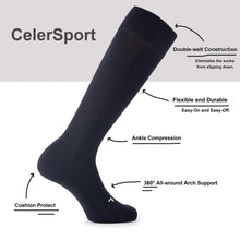 Load image into Gallery viewer, CS CELERSPORT 2/3 Pack Soccer Softball Baseball Socks for Youth Kids Adult Multi-Sport Compression Socks X-Small Black (2 Pack) - # BOAA11810003
