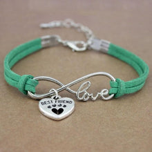Load image into Gallery viewer, Dog Paws Best Friends Heart Animal Infinity Love Charm Bracelets Women Men Girl Boy Print Bracelet With Love And Infinity Symbol For Women Girls Faux Suede Adjustable Bracelet
