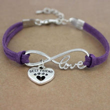 Load image into Gallery viewer, Dog Paws Best Friends Heart Animal Infinity Love Charm Bracelets Women Men Girl Boy Print Bracelet With Love And Infinity Symbol For Women Girls Faux Suede Adjustable Bracelet
