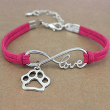 Load image into Gallery viewer, Dog Paws Best Friends Heart Animal Infinity Love Charm Bracelets Women Men Girl Boy Print Bracelet With Love And Infinity Symbol For Women Girls Faux Suede Adjustable Bracelet
