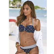 Load image into Gallery viewer, Dot  Bikini Push Up 2 piece Swimsuit Women Padded Push Up Bikini Set Halter Two Piece Cross Top Swimsuit Patchwork Bathing Suit Women Swimwear Bodysuit Beachwear Halter Print Bikinis Bathing Suit Women
