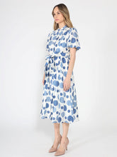 Load image into Gallery viewer, Dot print puff sleeve elastic back midi dress
