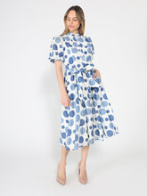 Load image into Gallery viewer, Dot print puff sleeve elastic back midi dress
