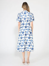Load image into Gallery viewer, Dot print puff sleeve elastic back midi dress
