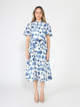 Load image into Gallery viewer, Dot print puff sleeve elastic back midi dress
