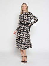 Load image into Gallery viewer, Double Breasted Long Sleeve Belted Print Dress
