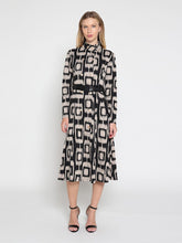 Load image into Gallery viewer, Double Breasted Long Sleeve Belted Print Dress
