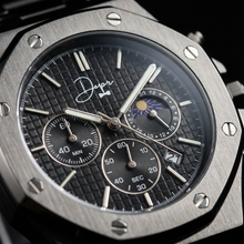 Load image into Gallery viewer, Stainless Steel Chronograph Watch- ChronoLunar Black Dial by Dapper Watches
