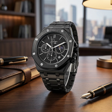 Load image into Gallery viewer, Black Stainless Steel Watch - ChronoLunar All Black by Dapper Watches
