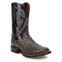 Load image into Gallery viewer, Dan Post Alamosa (Grey/Black)  - Men's Ostrich Skin Leather Cowboy Boots
