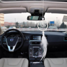 Load image into Gallery viewer, Dream Catcher Cars Rear View Mirror Mini Pure White Small Feather Wind Chimes Wall Hanging Decor Handmade Catcher Feather Wall Hanging Decorations Car Charm Ornament Pendant
