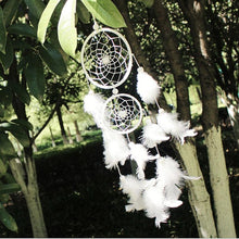 Load image into Gallery viewer, Dream Catcher Room Decor Feather Weaving Catching Up The Dream Angle Dreamcatcher Wind Chimes Indian Style Religious Mascot Dream Catcher for Bedroom, Handmade White Gold Feather Flowers Dream Catchers For Girls Kids Nursery Bedroom Wall Decor Festival
