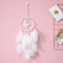 Load image into Gallery viewer, Dream Catcher Wall Decor with White Feathers Indian Style Dream-catcher Moon Handmade Wind Chimes Wall Ornament Girls Room Decoration Feather Dream Catcher For Kids Women Wedding Bohemian Wall Decor
