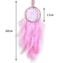 Load image into Gallery viewer, Dream Catcher Wall Decor with White Feathers Indian Style Dream-catcher Moon Handmade Wind Chimes Wall Ornament Girls Room Decoration Feather Dream Catcher For Kids Women Wedding Bohemian Wall Decor
