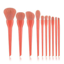 Load image into Gallery viewer, Durable 10pcs Natural Hair Colorful Makeup Brushes Professional Foundation Powder Blush Eyeshadow Eyebrow Blending Brush Set
