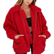 Load image into Gallery viewer, Durable Autumn Winter Faux Fur Coat For Women Casual Warm Soft Zipper Fur Jacket Plush Overcoat Pocket Plus Size Teddy Coat For Female
