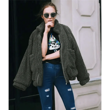 Load image into Gallery viewer, Durable Autumn Winter Faux Fur Coat For Women Casual Warm Soft Zipper Fur Jacket Plush Overcoat Pocket Plus Size Teddy Coat For Female
