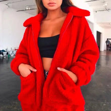 Load image into Gallery viewer, Durable Autumn Winter Faux Fur Coat For Women Casual Warm Soft Zipper Fur Jacket Plush Overcoat Pocket Plus Size Teddy Coat For Female

