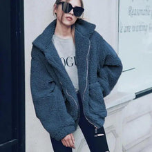 Load image into Gallery viewer, Durable Autumn Winter Faux Fur Coat For Women Casual Warm Soft Zipper Fur Jacket Plush Overcoat Pocket Plus Size Teddy Coat For Female
