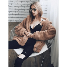 Load image into Gallery viewer, Durable Autumn Winter Faux Fur Coat For Women Casual Warm Soft Zipper Fur Jacket Plush Overcoat Pocket Plus Size Teddy Coat For Female
