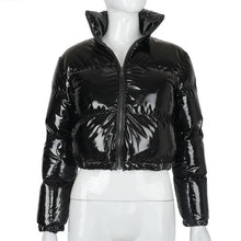 Load image into Gallery viewer, Durable Faux PU Leather Bubble Puffer Winter Warm Jacket Women Coats Long Sleeve Outerwear Zipper Casual Slim jacket
