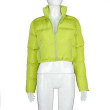 Load image into Gallery viewer, Durable Faux PU Leather Bubble Puffer Winter Warm Jacket Women Coats Long Sleeve Outerwear Zipper Casual Slim jacket
