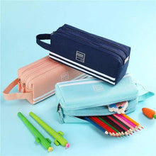 Load image into Gallery viewer, Durable Simple Large Capacity School Stationery Double Layer Case  Students Unique Design High Quality Office Handbag Pencil Case
